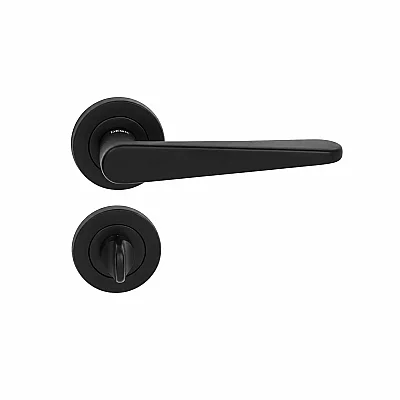 Sese Zara Modeli Yuvarlak Rozetli Wc Kapı Kolu Siyah (200-223R-02-02) - 4