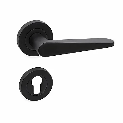 Sese Zara Modeli Yuvarlak Rozetli Yale Kapı Kolu Siyah (200-223R-03-02) - Sese (1)