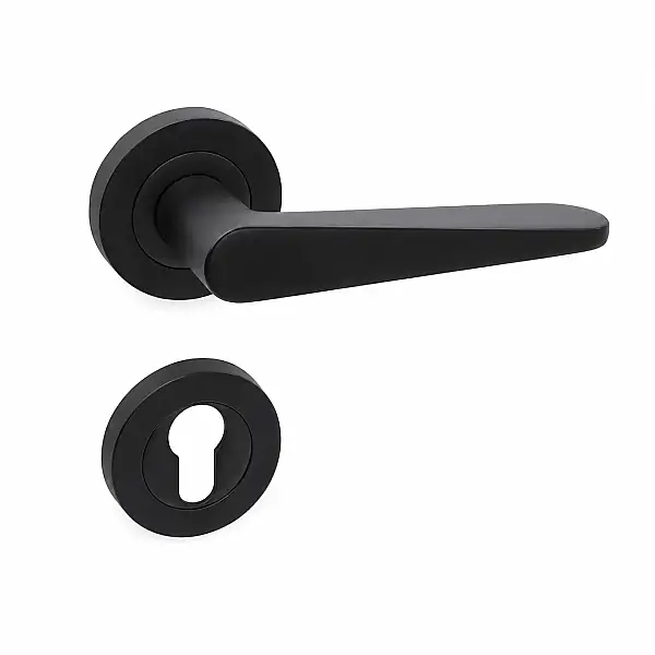 Sese Zara Modeli Yuvarlak Rozetli Yale Kapı Kolu Siyah (200-223R-03-02) - 2