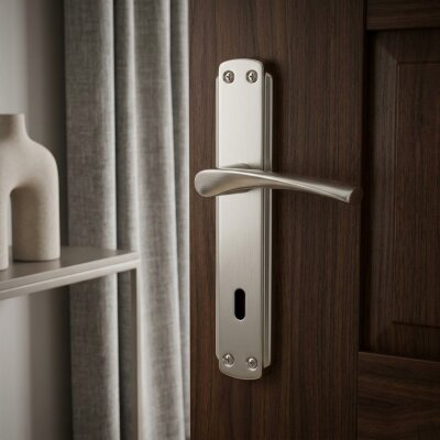 Sese Aynalı Oda Kapı Kolu Nikel Saten (200-28-01-21/53) - Sese