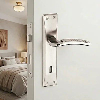 Sese Aynalı Oda Kapı Kolu Noktalı Nikel/Inox (200-74-01-21/53) - 1
