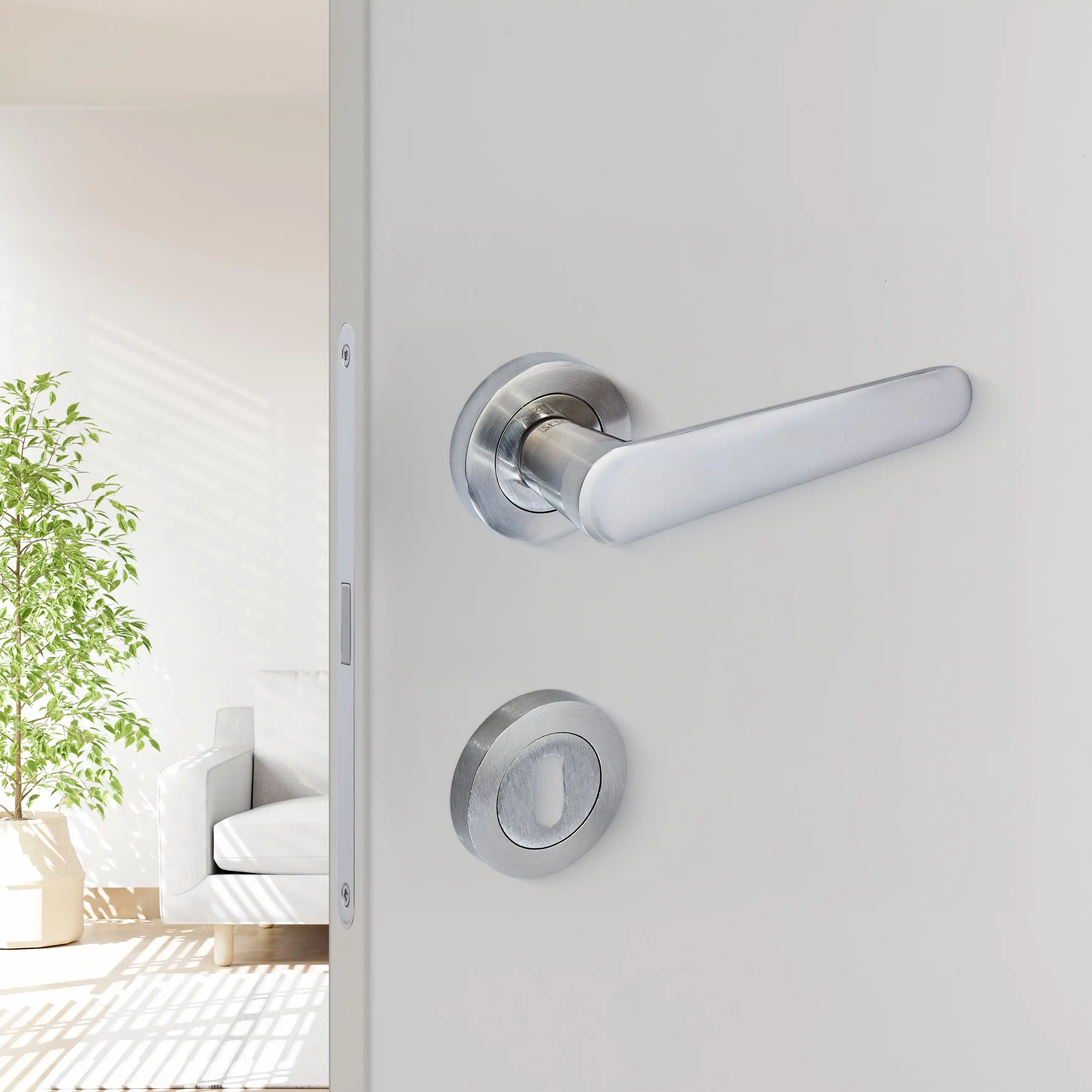 Sese Ada Modeli Rozetli Oda Kapı Kolu Inox Renk (200-204R-01-53) - 1