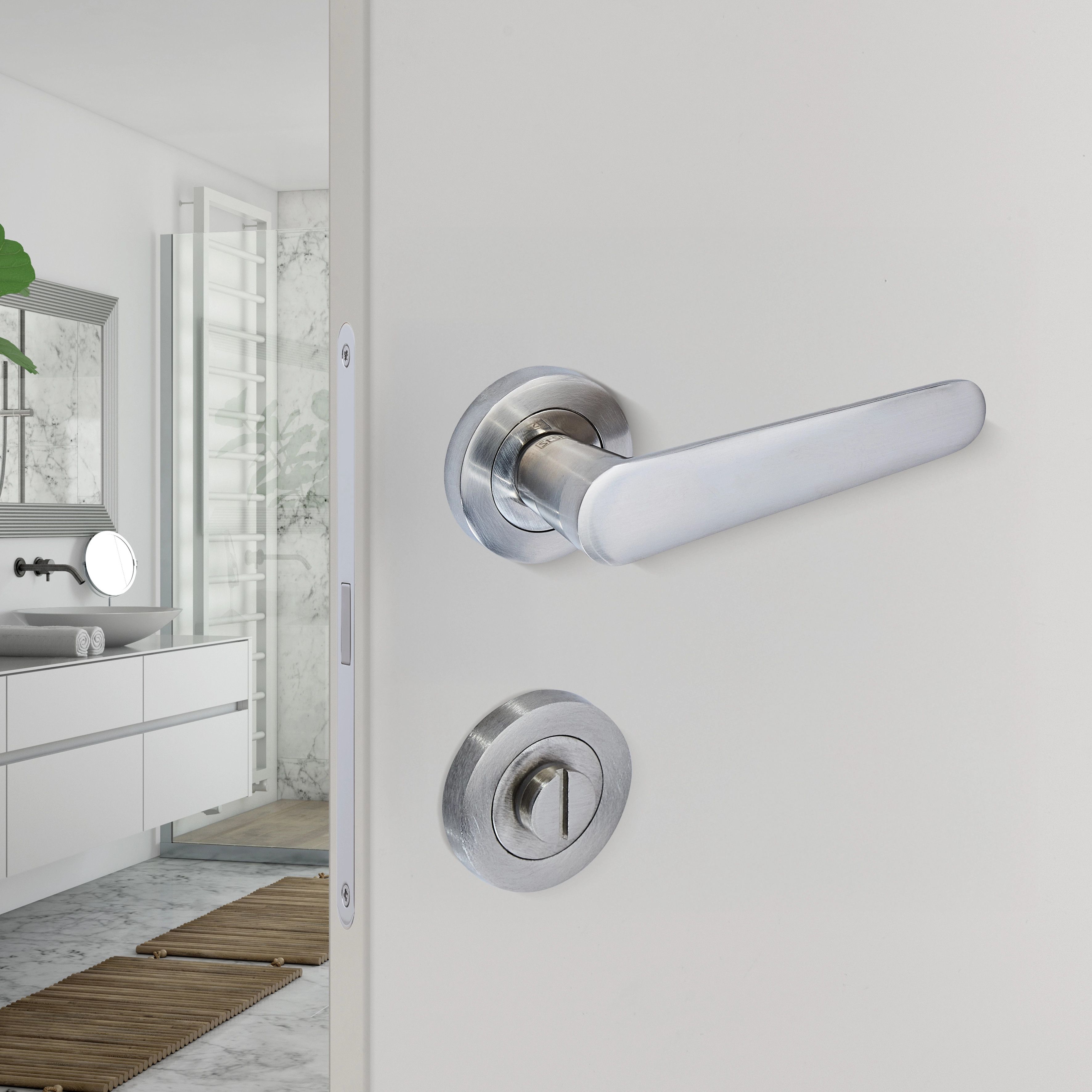 Sese Ada Modeli Rozetli Wc Kapı Kolu Inox Renk (200-204R-02-53) - 1