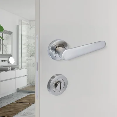 Sese Ada Modeli Rozetli Wc Kapı Kolu Inox Renk (200-204R-02-53) - 2