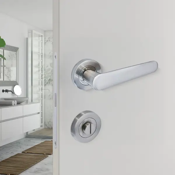 Sese Ada Modeli Rozetli Wc Kapı Kolu Inox Renk (200-204R-02-53) - 2