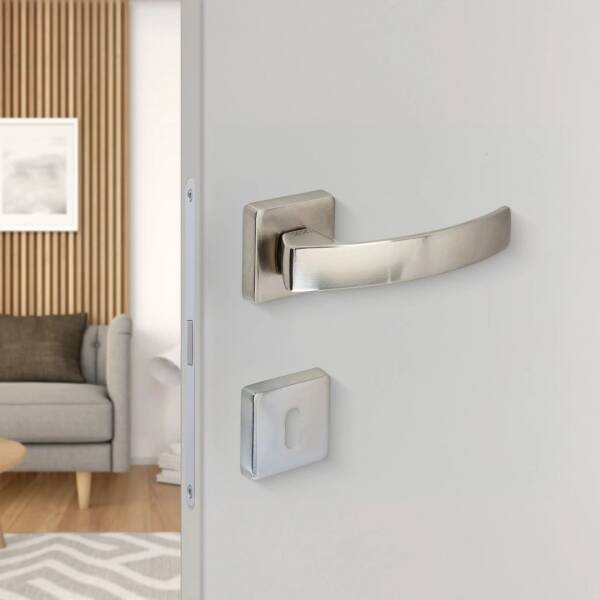 Sese Arya Modeli Kare Rozetli Oda Kapı Kolu Inox (200-202R-01-53) - 1