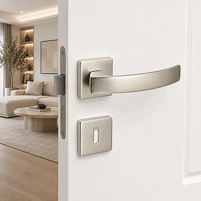 Sese Arya Modeli Kare Rozetli Oda Kapı Kolu Inox (200-202R-01-53) - 1