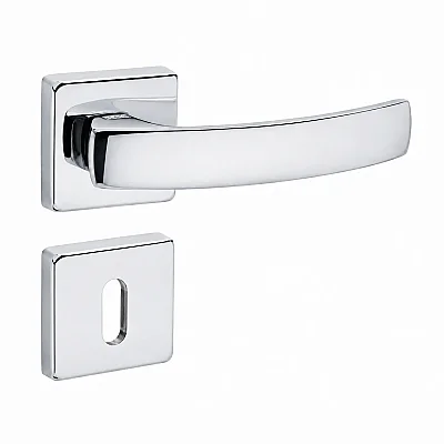 Sese Arya Modeli Kare Rozetli Oda Kapı Kolu Krom (200-202R-01-18) - Sese (1)