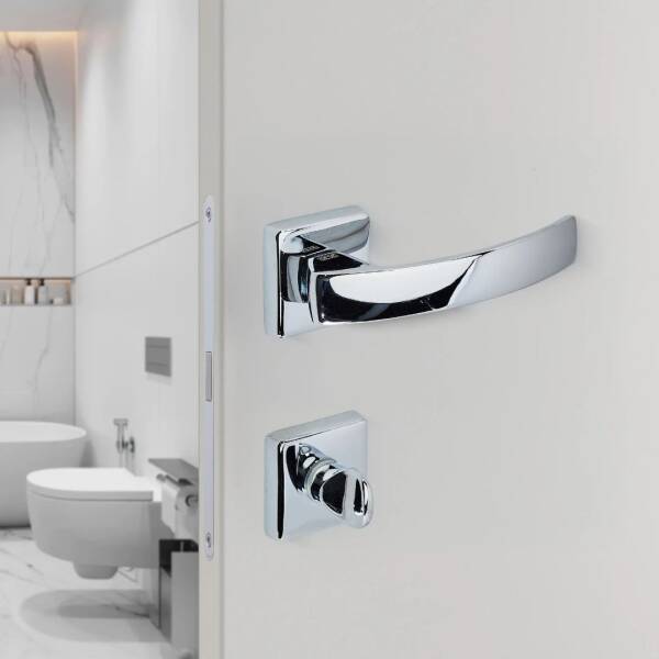 Sese Arya Modeli Kare Rozetli Wc Kapı Kolu Krom (200-202R-02-18) - 2