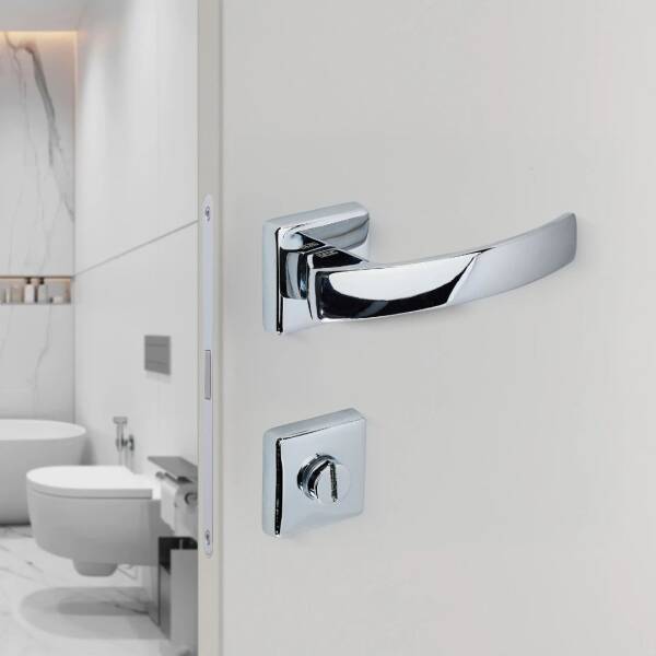 Sese Arya Modeli Kare Rozetli Wc Kapı Kolu Krom (200-202R-02-18) - 1