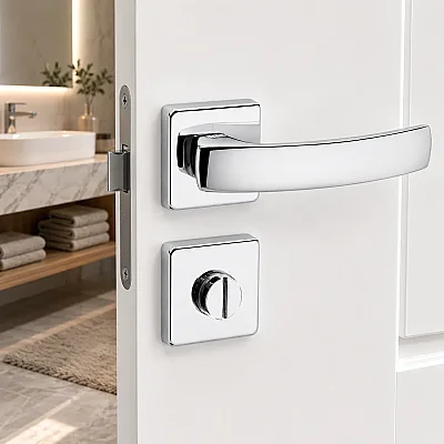 Sese Arya Modeli Kare Rozetli Wc Kapı Kolu Krom (200-202R-02-18) - 1