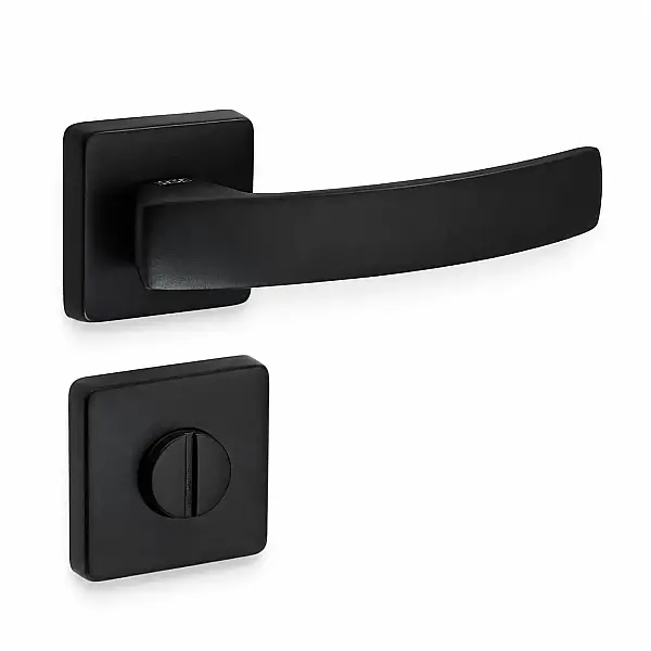 Sese Arya Modeli Kare Rozetli Wc Kapı Kolu Siyah (200-202R-02-02) - 2