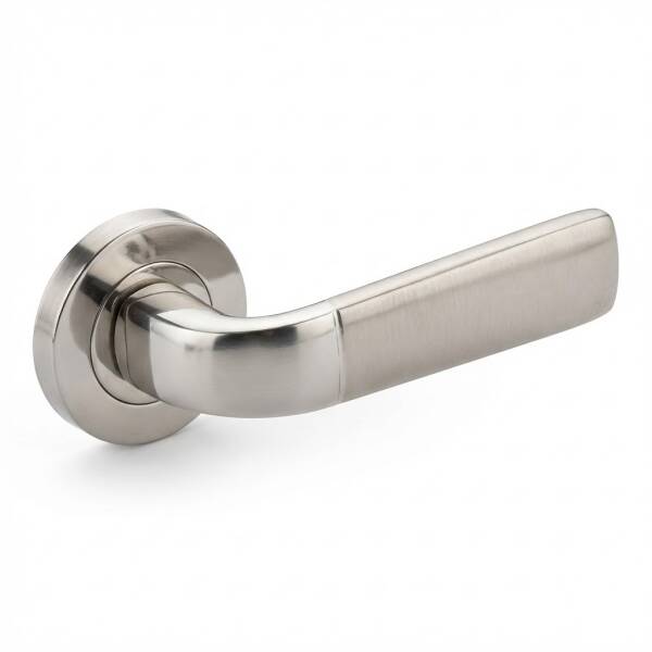 Sese Cansu Modeli Yuvarlak Rozetli Ekonomik Kapı Kolu Nikel Saten (200-96R-21/53) - 2