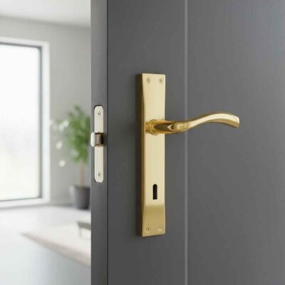 Sese Deniz Modeli Aynalı Oda Kapı Kolu Altın Renk (200-101-01-16) - Sese