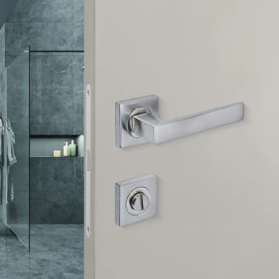 Sese Dicle Modeli Kare Rozetli Wc Kapı Kolu Nikel Saten (200-211R-02-53) - 2