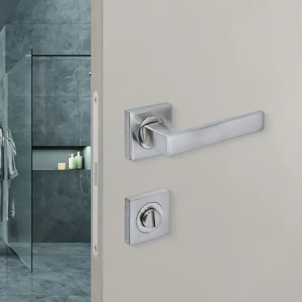 Sese Dicle Modeli Kare Rozetli Wc Kapı Kolu Nikel Saten (200-211R-02-53) - 2