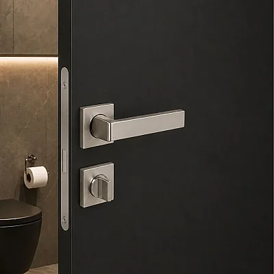 Sese Dicle Modeli Kare Rozetli Wc Kapı Kolu Nikel Saten (200-211R-02-53) - 1