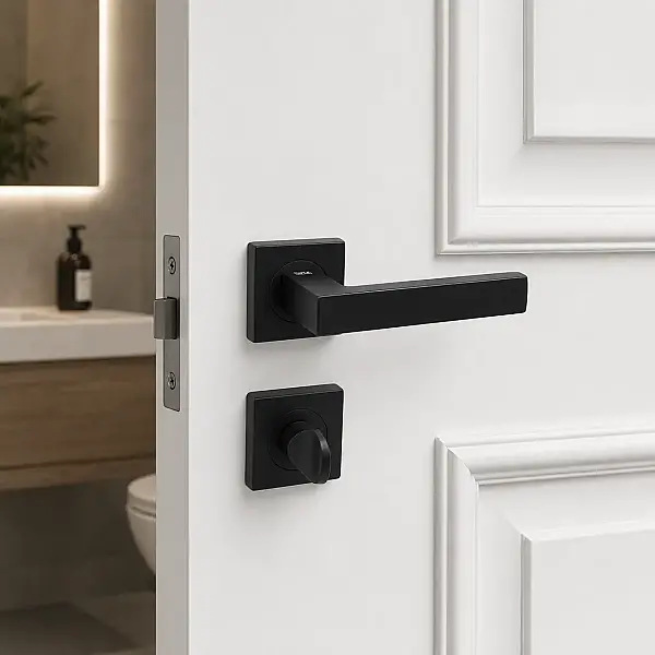Sese Dicle Modeli Kare Rozetli Wc Kapı Kolu Siyah (200-211R-02-02) - 1