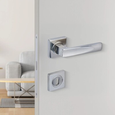Sese Duru Rozetli Oda Kapı Kolu Inox (200-203R-01-53) - 1
