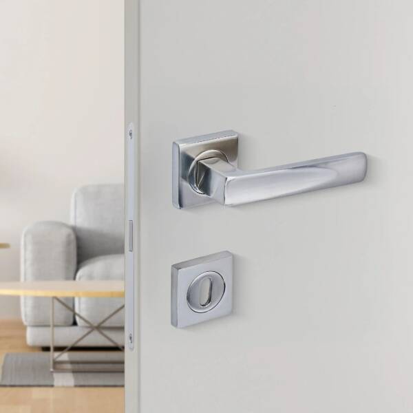 Sese Duru Rozetli Oda Kapı Kolu Inox (200-203R-01-53) - 1