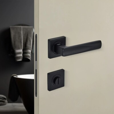 Sese Duru Modeli Rozetli Wc Kapı Kolu Siyah (200-203R-02-02) - 1