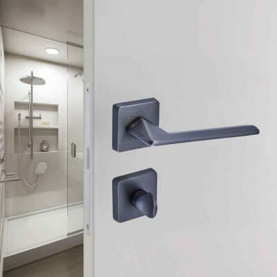 Sese Eliz Modeli Rozetli Wc Kapı Kolu Antrasit Renk (200-201R-02-54) - Sese