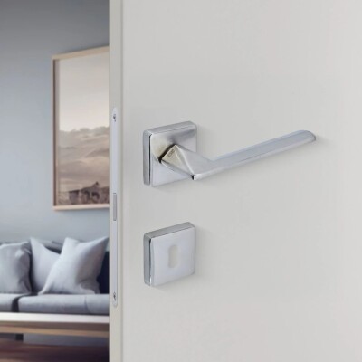 Sese Eliz Modeli Rozetli Oda Kapı Kolu Inox Renk (200-201R-01-53) - 1