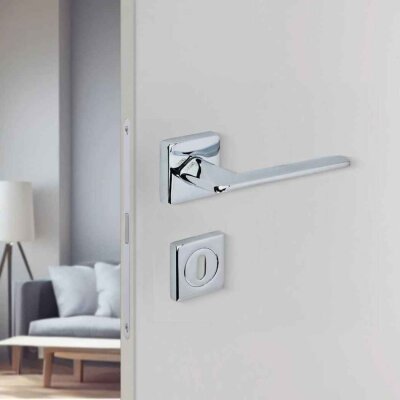 Sese Eliz Modeli Rozetli Oda Kapı Kolu Krom Renk (200-201R-01-18) - Sese