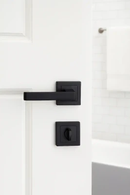 Sese Lama Modeli Kare Rozetli Wc Kapı Kolu Siyah 1 Takım (200-110R-02-02) - 1