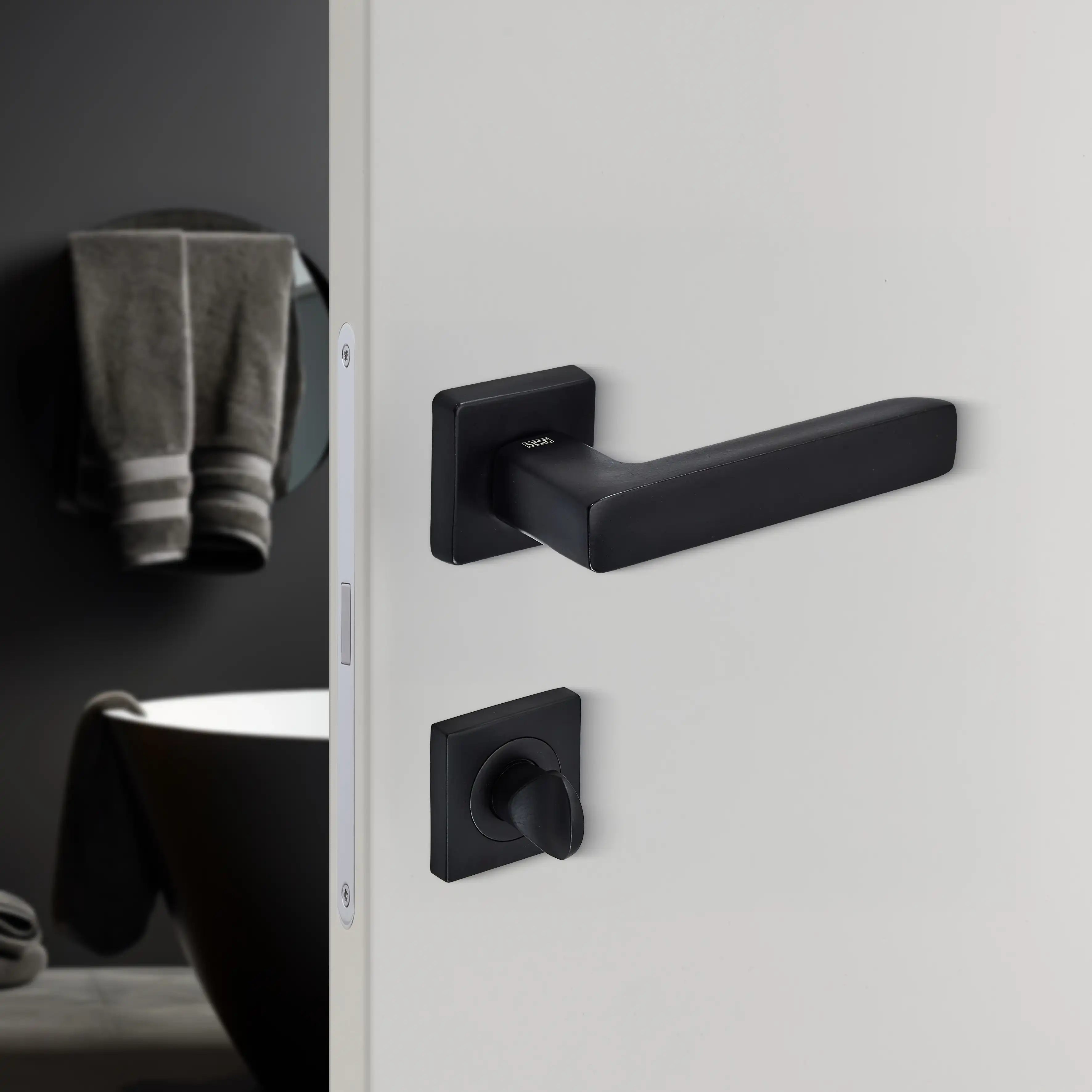 Sese Mira Modeli Rozetli Wc Kapı Kolu Siyah (200-207R-02-02) - 2