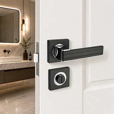 Sese Nare Modeli Rozetli Wc Kapı Kolu Siyah (200-208R-02-18/02) - 1