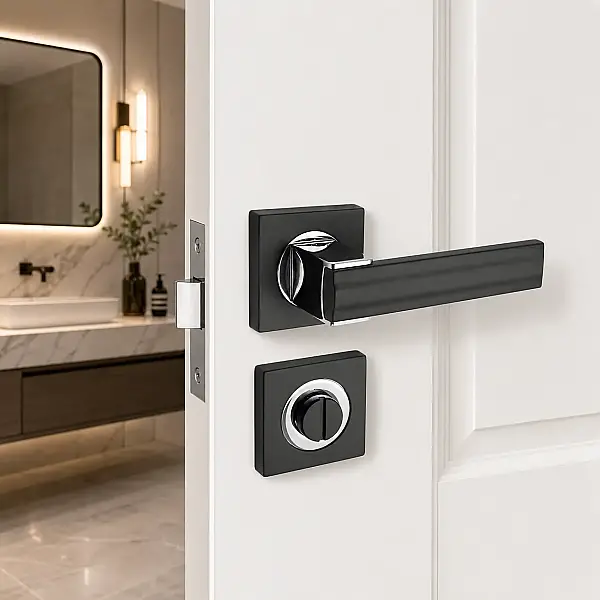 Sese Nare Modeli Rozetli Wc Kapı Kolu Siyah (200-208R-02-18/02) - 1