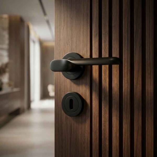 Sese Özlem Rozetli Siyah Kapı Kolu - (200-106R-02) - 1