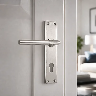 Sese Aynalı Yale Ekonomik Kapı Kolu Nikel/Inox (200-73-03-21/53) - 1