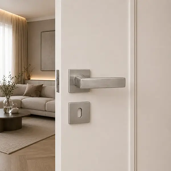 Sese Jale Modeli Rozetli Oda Kapı Kolu Inox Renk (200-213R-01-53) - 1
