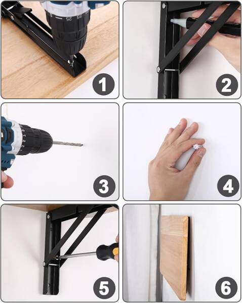 Sese 30cm Katlanır Konsol Raf Masa Mekanizması (Raf Altlığı) Açılı Ayarlı Kahverengi (650-01-01-06) - 5