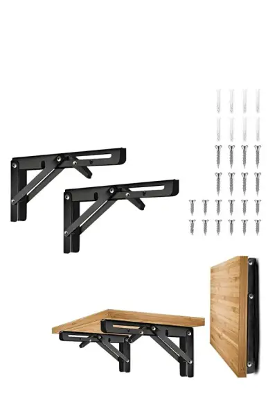 Sese 30cm Katlanır Konsol Raf Masa Mekanizması (Raf Altlığı) Açılı Ayarlı Kahverengi (650-01-01-06) - 3