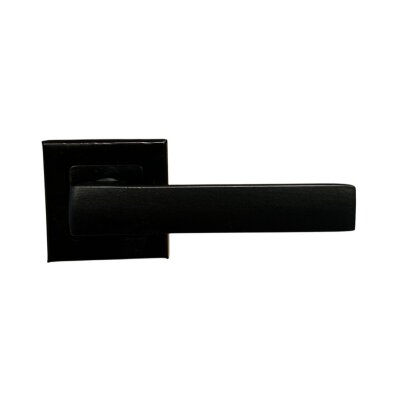 Sese Lama Modeli Ekonomik Kare Sac Rozetli Oda Kapı Kolu Siyah (200-110R-01-02/1) - 2