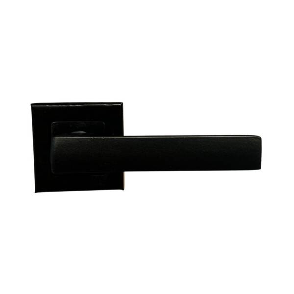 Sese Lama Modeli Ekonomik Kare Sac Rozetli Oda Kapı Kolu Siyah (200-110R-01-02/1) - 2