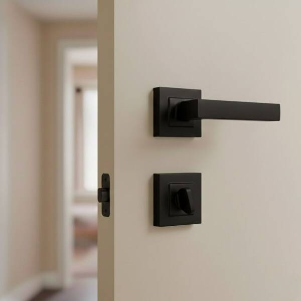 Sese Lama Modeli Ekonomik Kare Sac Rozetli Wc Kapı Kolu Siyah (200-110R-02-02/1) - 1