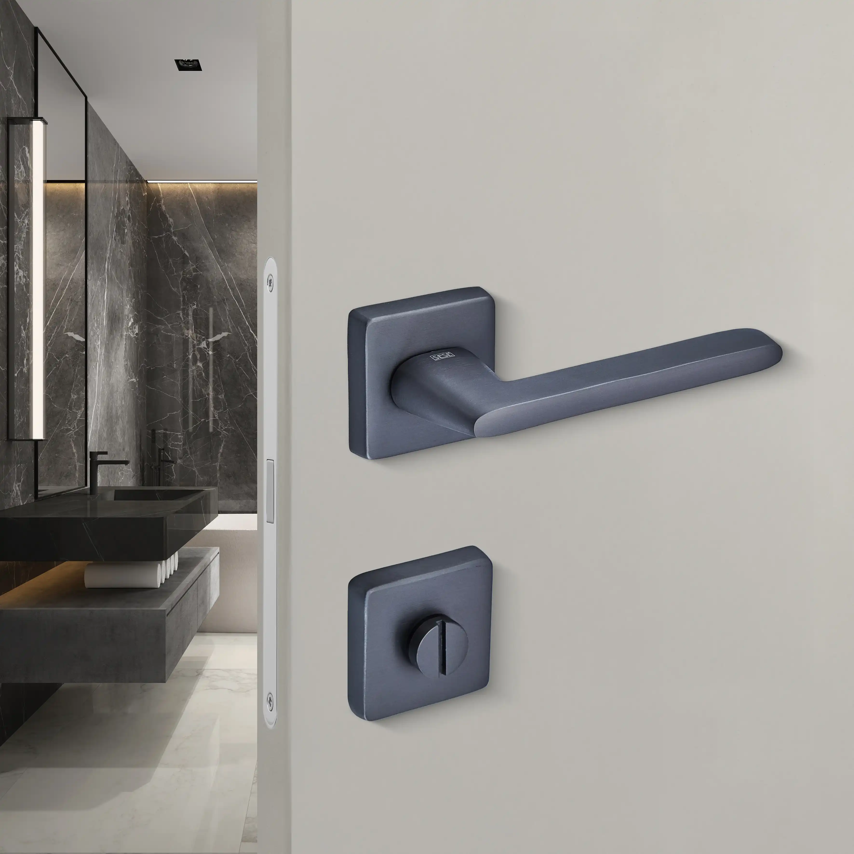 Sese Lina Modeli Rozetli Wc Kapı Kolu Antrasit Renk (200-219R-02-54) - 2
