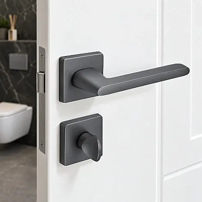 Sese Lina Modeli Rozetli Wc Kapı Kolu Antrasit Renk (200-219R-02-54) - 1