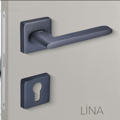 Sese Lina Modeli Yale Rozetli Dış Kapı Kolu Antrasit Renk (200-219R-03-54) - 1