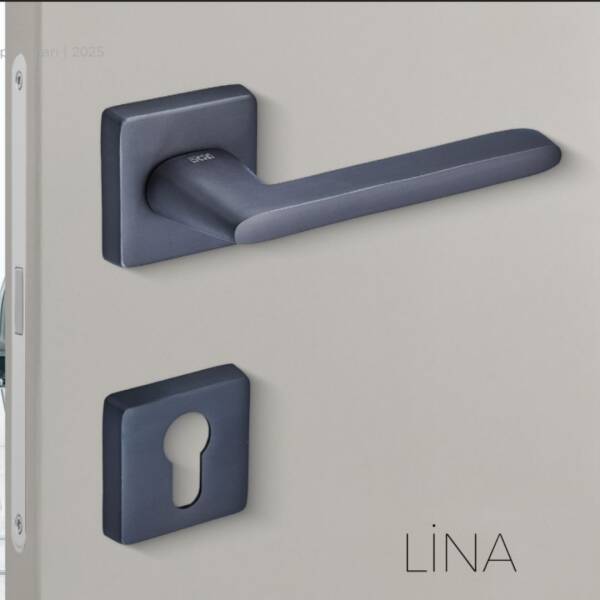 Sese Lina Modeli Yale Rozetli Dış Kapı Kolu Antrasit Renk (200-219R-03-54) - 1