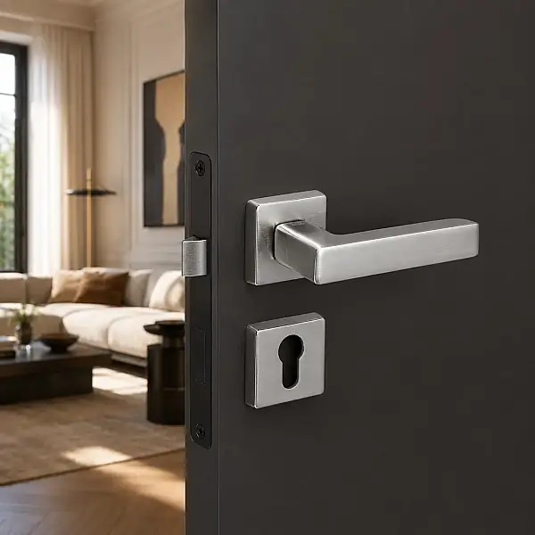 Sese Mira Modeli Kare Rozetli Yale Kapı Kolu Inox Renk (200-207R-03-53) - 1