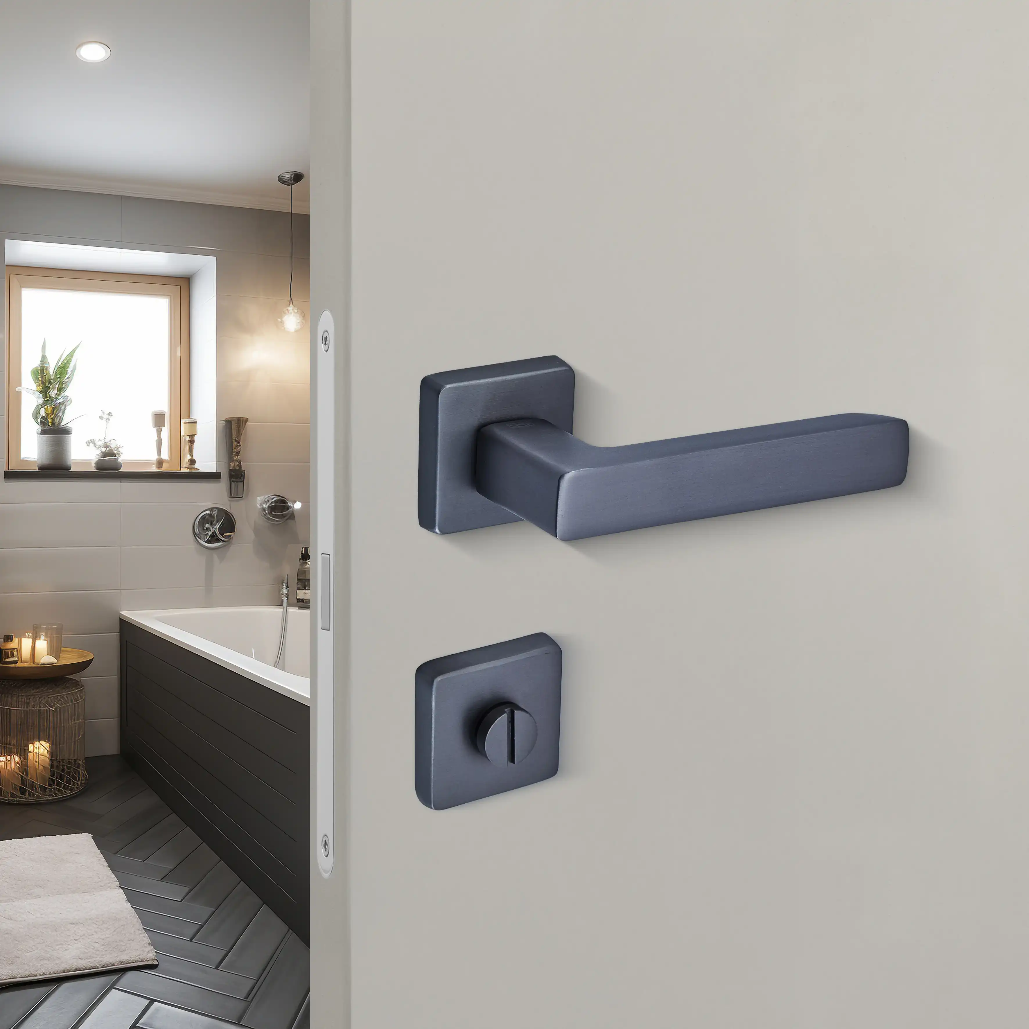 Sese Mira Modeli Rozetli Wc Kapı Kolu Antrasit Renk (200-207R-02-54) - 1