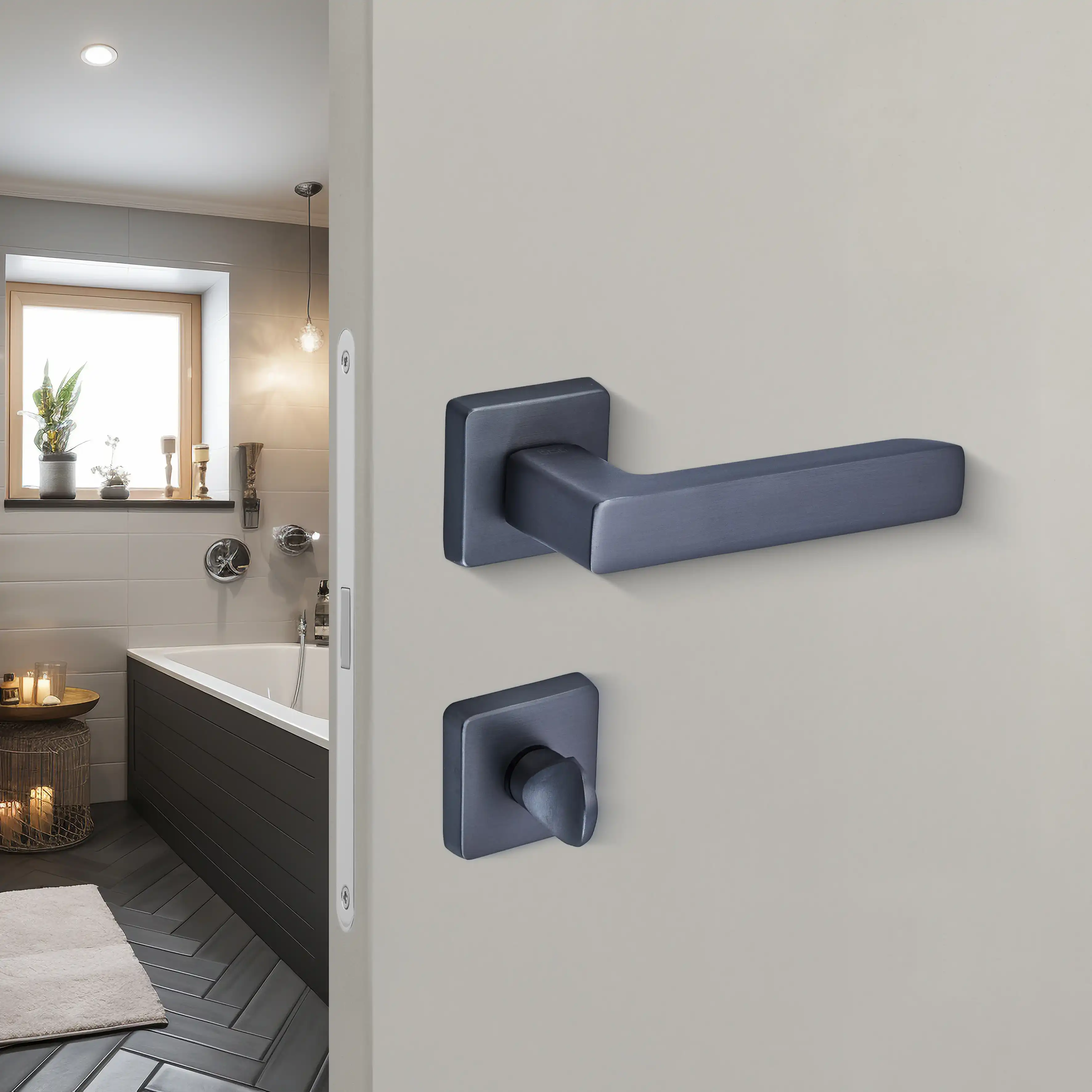 Sese Mira Modeli Rozetli Wc Kapı Kolu Antrasit Renk (200-207R-02-54) - 2