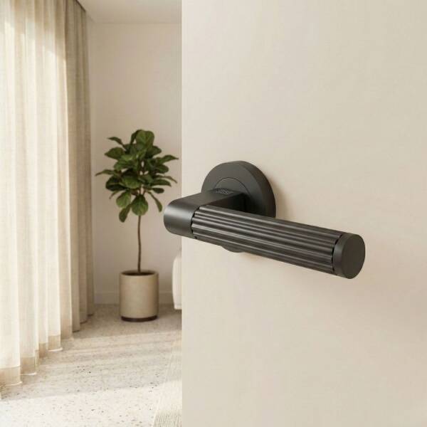 Sese Nazar Modeli Yuvarlak Rozetli Wc Kapı Kolu Antrasit Renk (200-233R-02-54) - 1