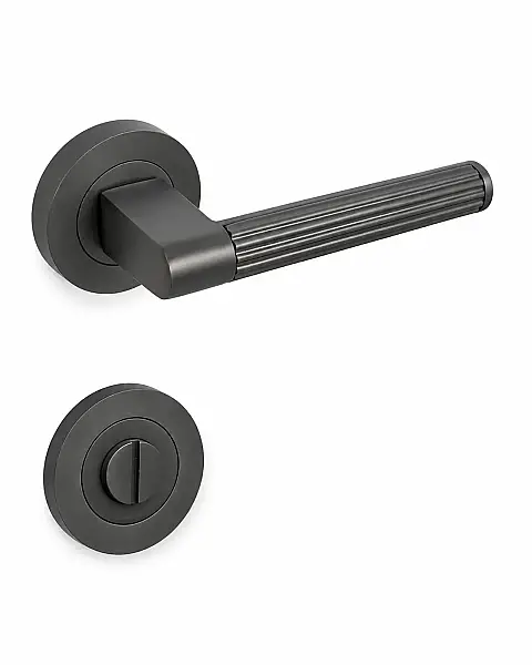 Sese Nazar Modeli Yuvarlak Rozetli Wc Kapı Kolu Antrasit Renk (200-233R-02-54) - 2