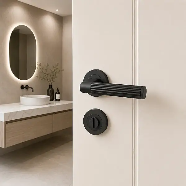 Sese Nazar Modeli Yuvarlak Rozetli Wc Kapı Kolu Antrasit Renk (200-233R-02-54) - 1